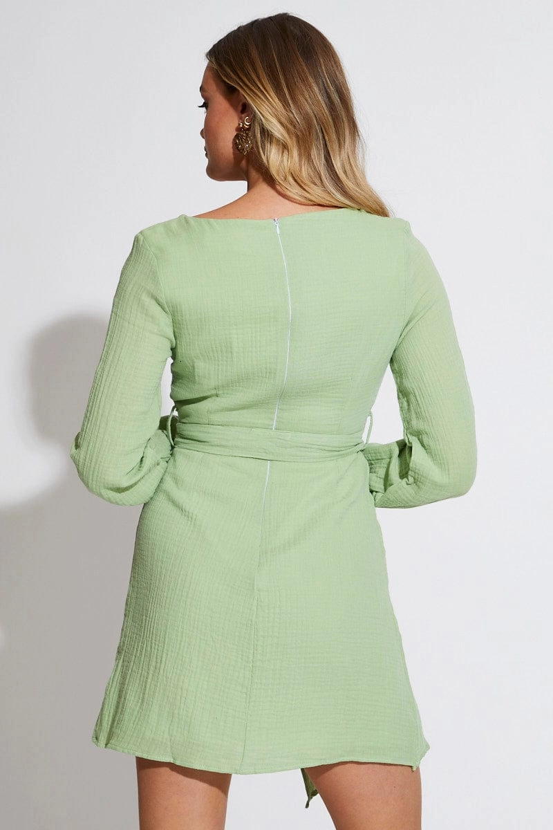 Green Mini Dress Short Sleeve