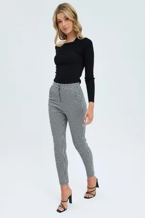 Grey Check Leggings High Rise