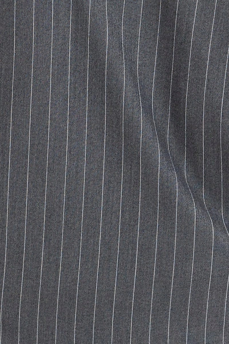 Grey Stripe Mini Skirt High Rise Pencil Side Slit