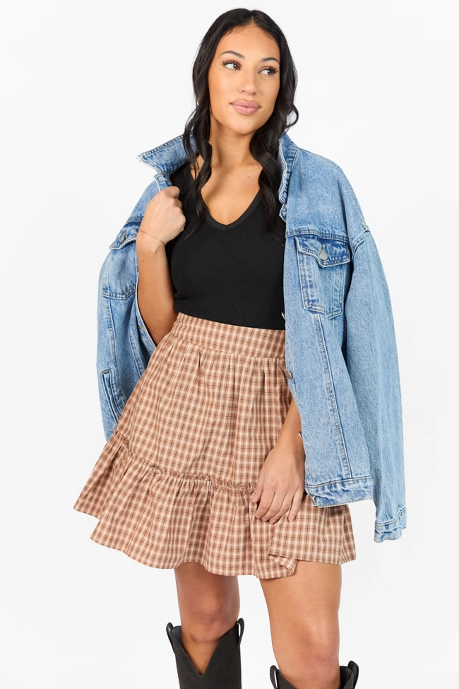 Happy and Plaid Brown Skort