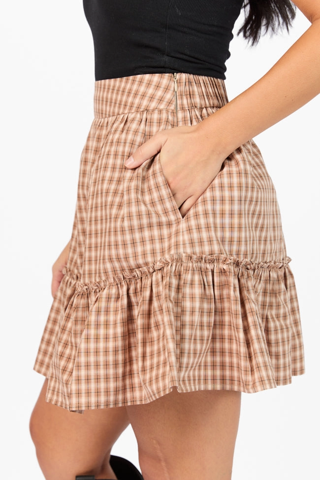 Happy and Plaid Brown Skort