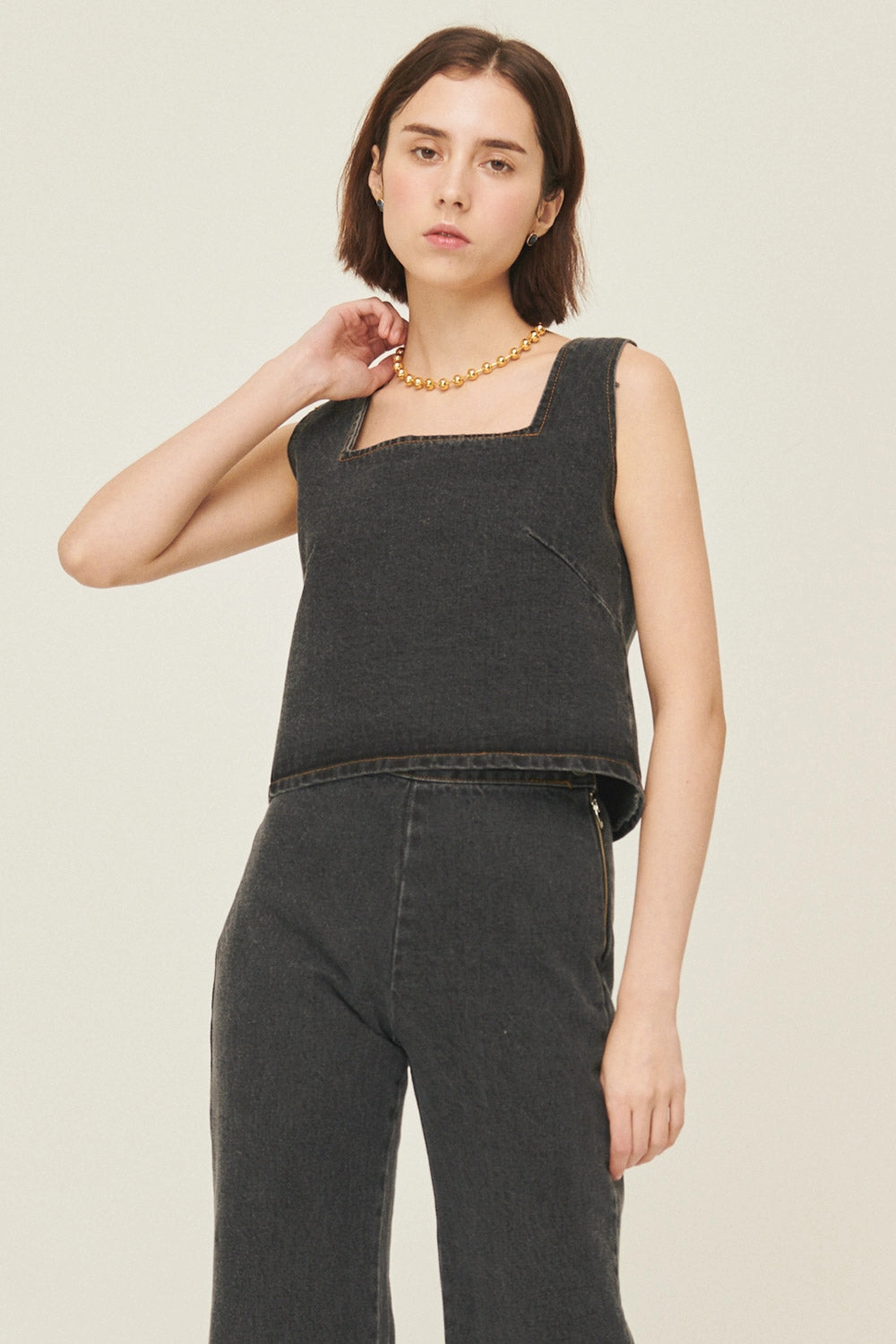 Harper Sleeveless Denim Top