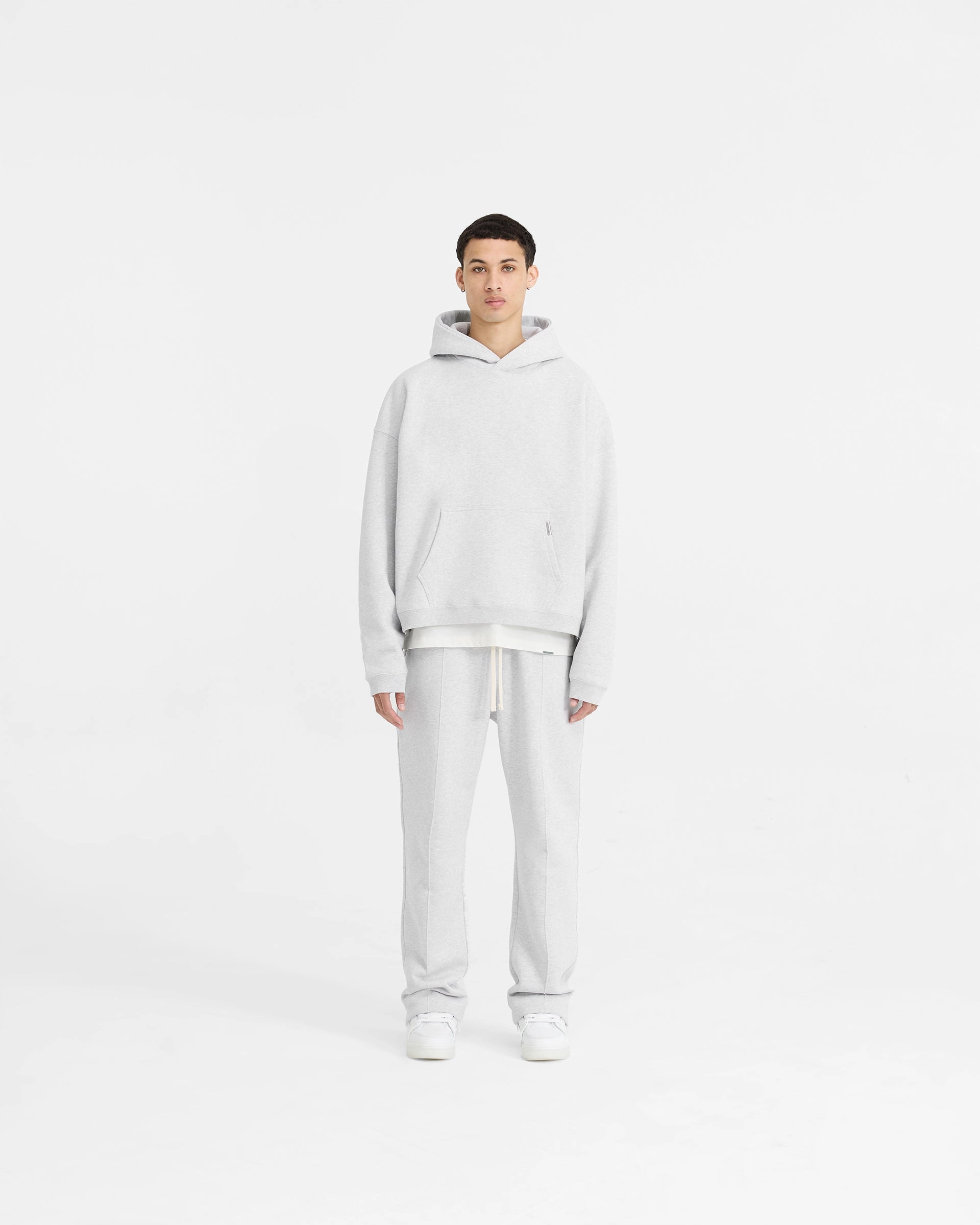 Initial Boxy Hoodie - Ice Grey Marl