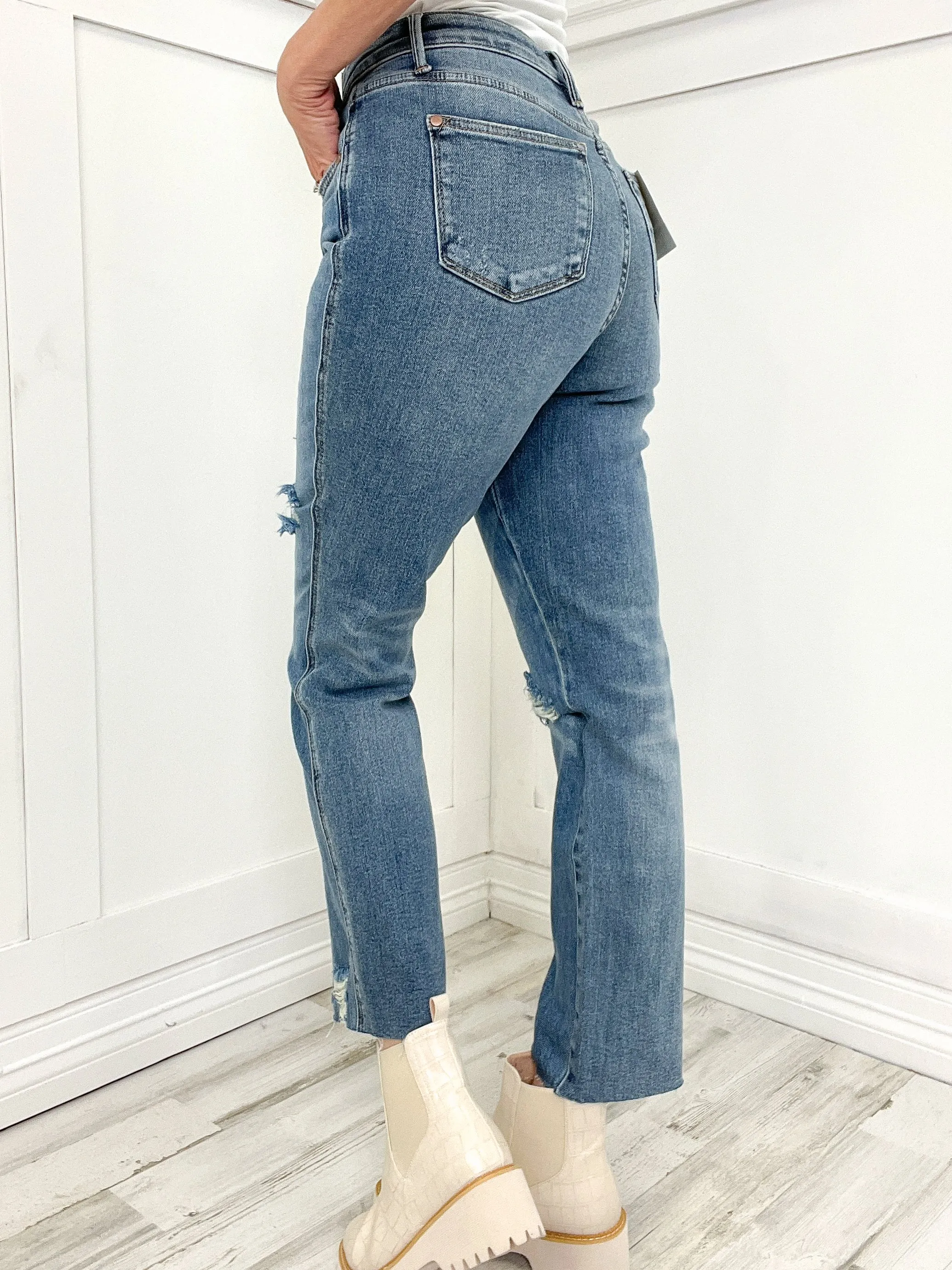Judy Blue Riley High Waist Rigid Magic Distressed Straight Denim Jeans