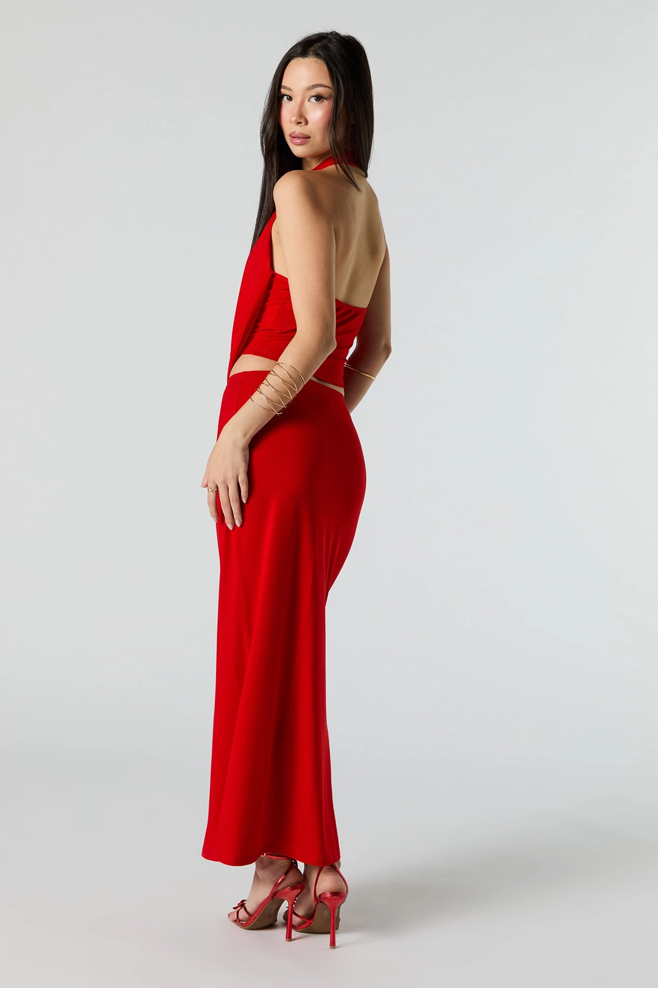 Jupe midi avec bande de taille élastique