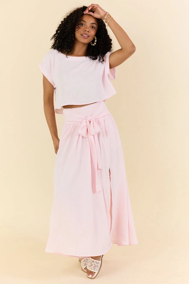 Just Makes Sense Flowy Light Pink T-shirt and Skirt Set