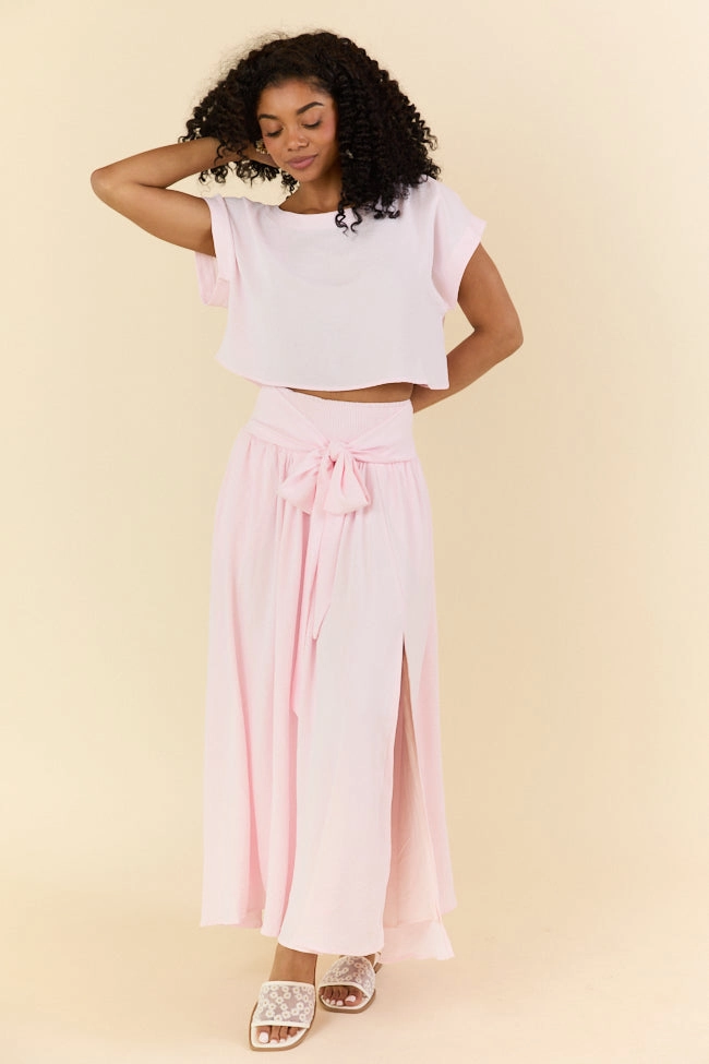 Just Makes Sense Flowy Light Pink T-shirt and Skirt Set