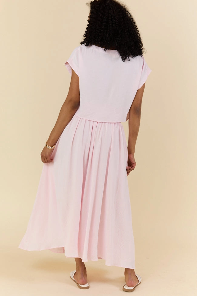 Just Makes Sense Flowy Light Pink T-shirt and Skirt Set