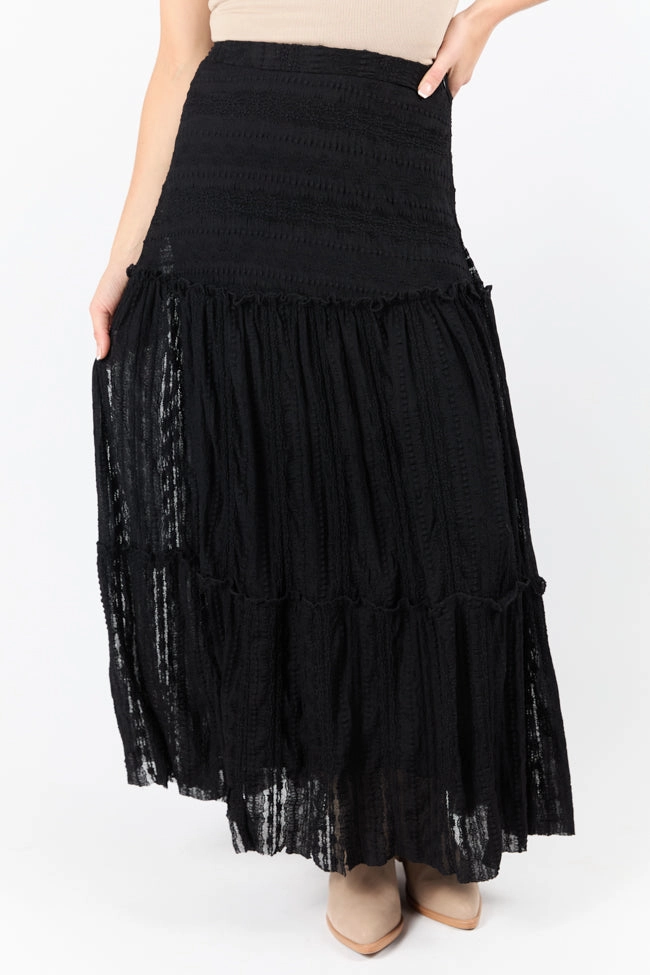 Just Wondering Black Lace Maxi Skirt