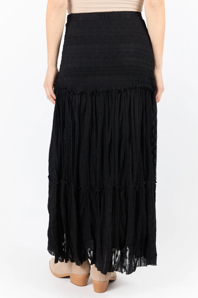Just Wondering Black Lace Maxi Skirt