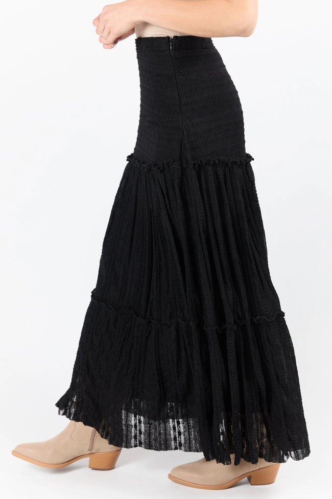 Just Wondering Black Lace Maxi Skirt