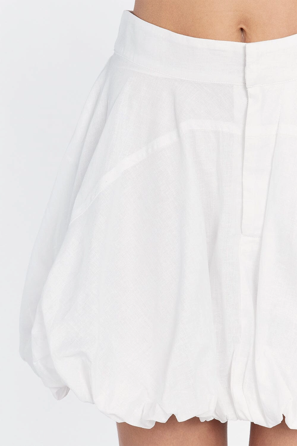 MARIA WHITE LINEN MINI SKIRT