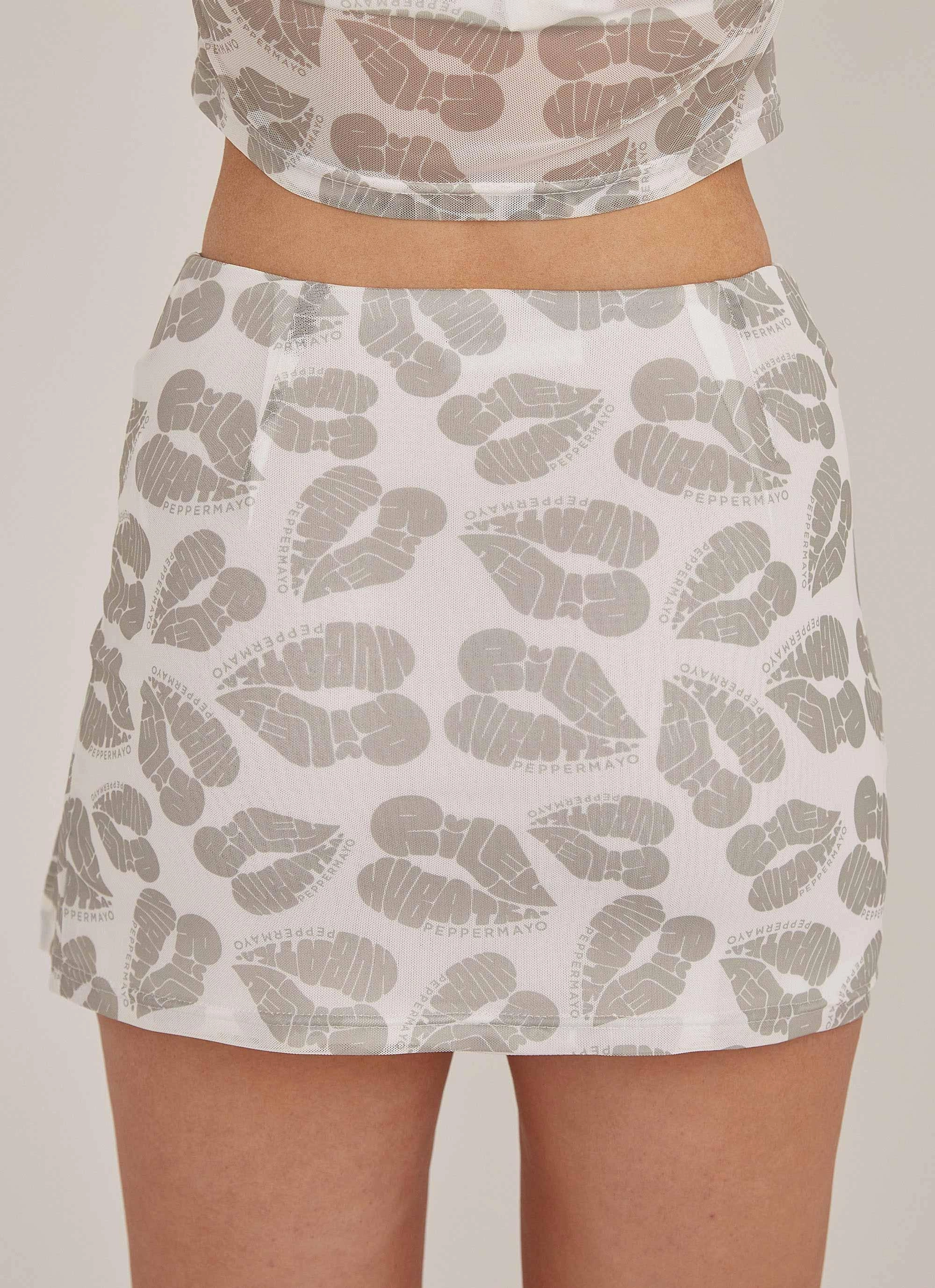 Midnight Kisses Mesh Mini Skirt - Greyscale