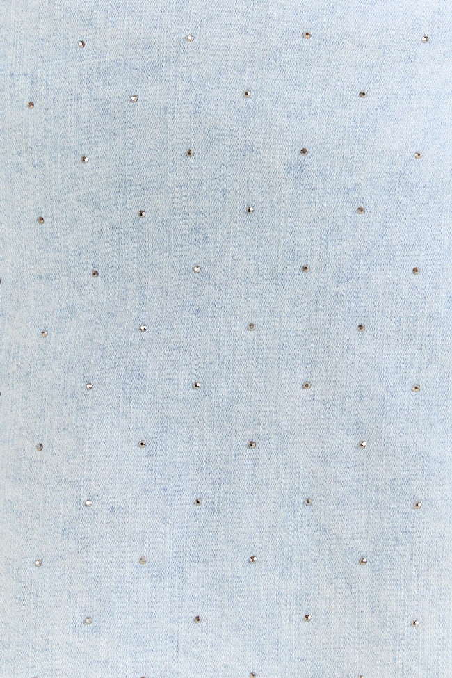 My Favorite Light Wash Rhinestone Studded Denim Skort