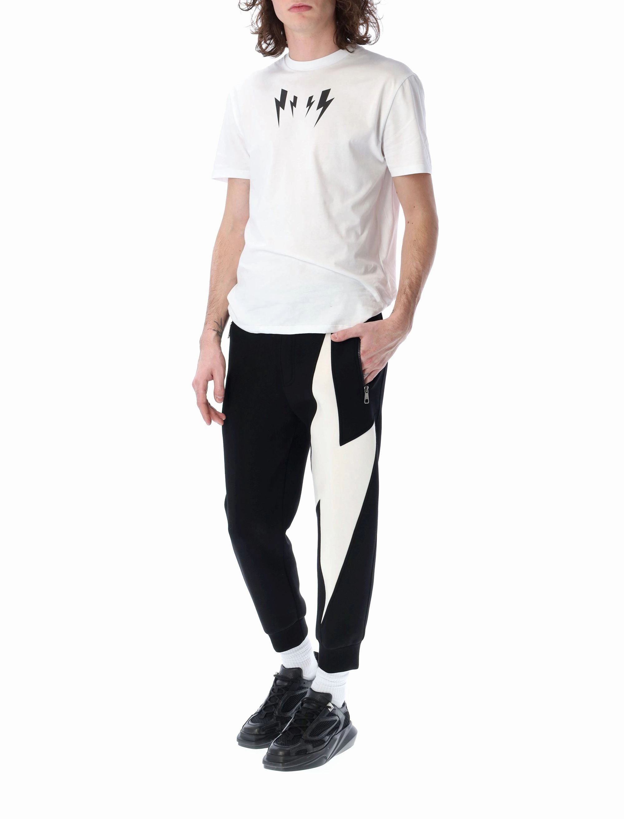 Neil Barrett Thunderbolt Print Tapered Pants