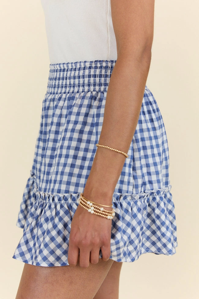 Never Out Of Style Blue and Ivory Gingham Skort