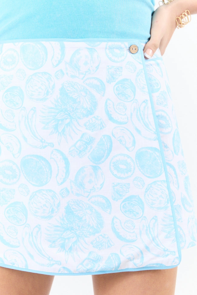 Not So Simple Blue Fruit Print Skort