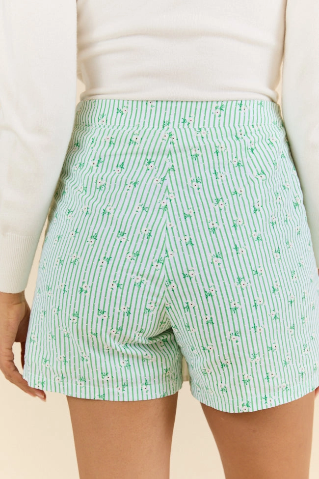 Not So Simple Green Striped Floral Print Skort