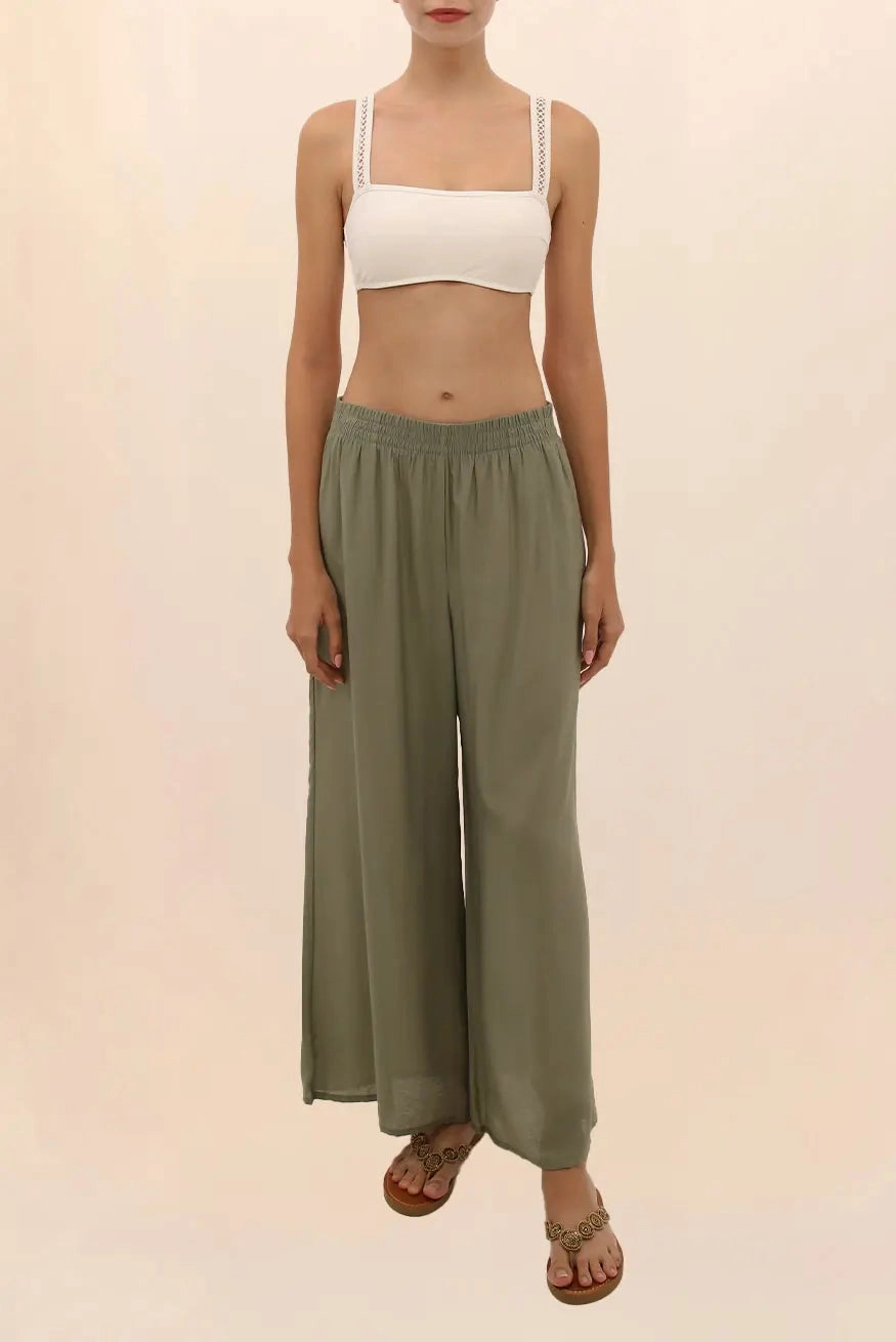 OLIVE WIDE PANTS