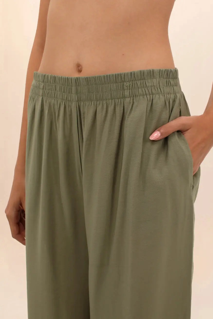 OLIVE WIDE PANTS