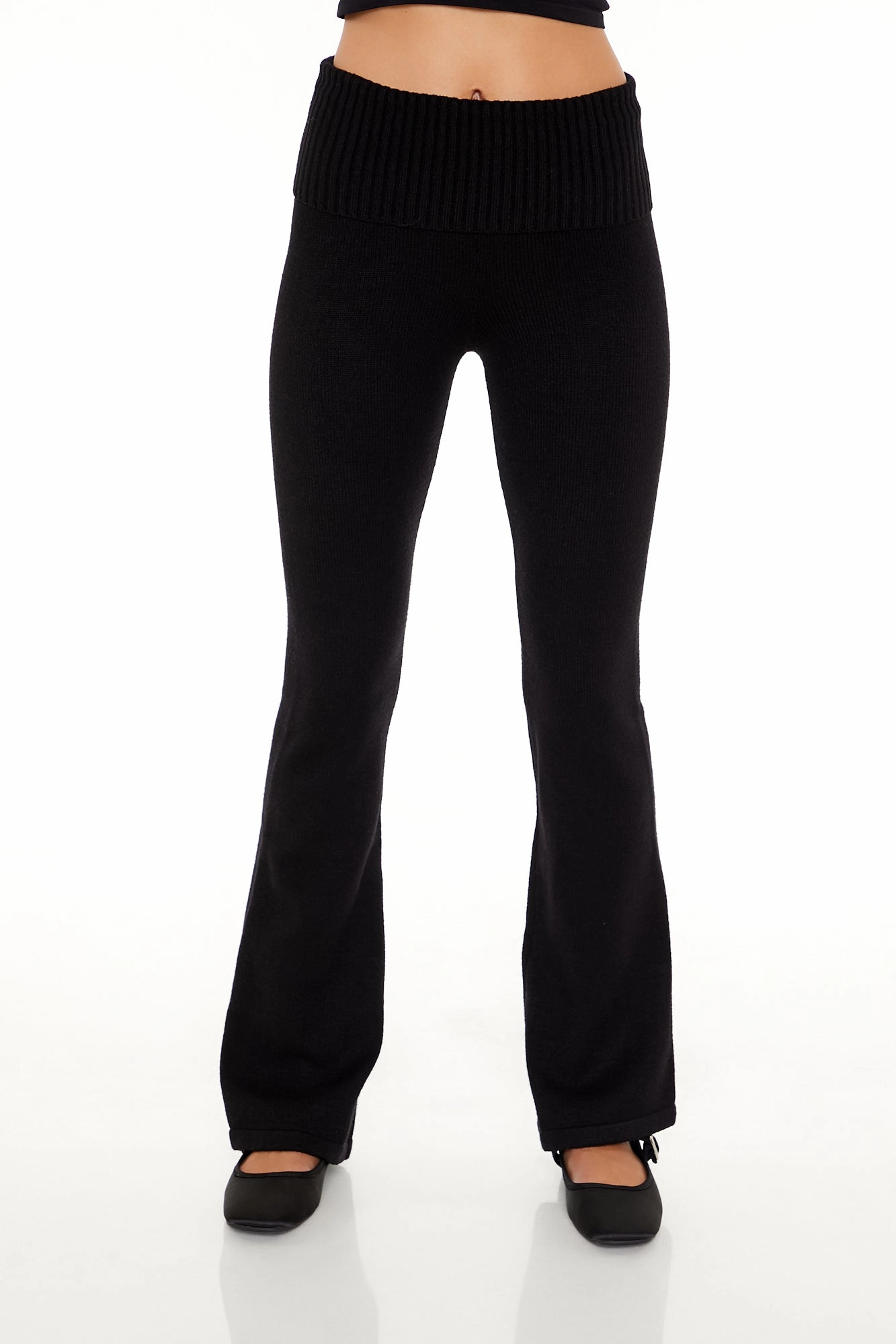 Pantalon en tricot évasé taille haute