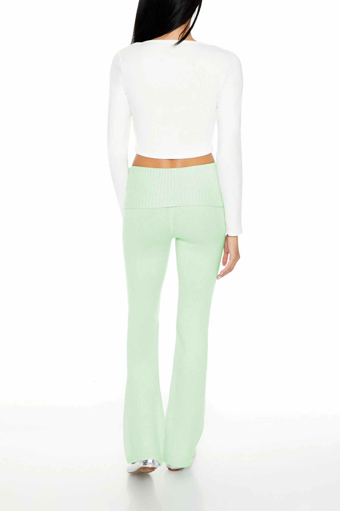 Pantalon en tricot évasé taille haute