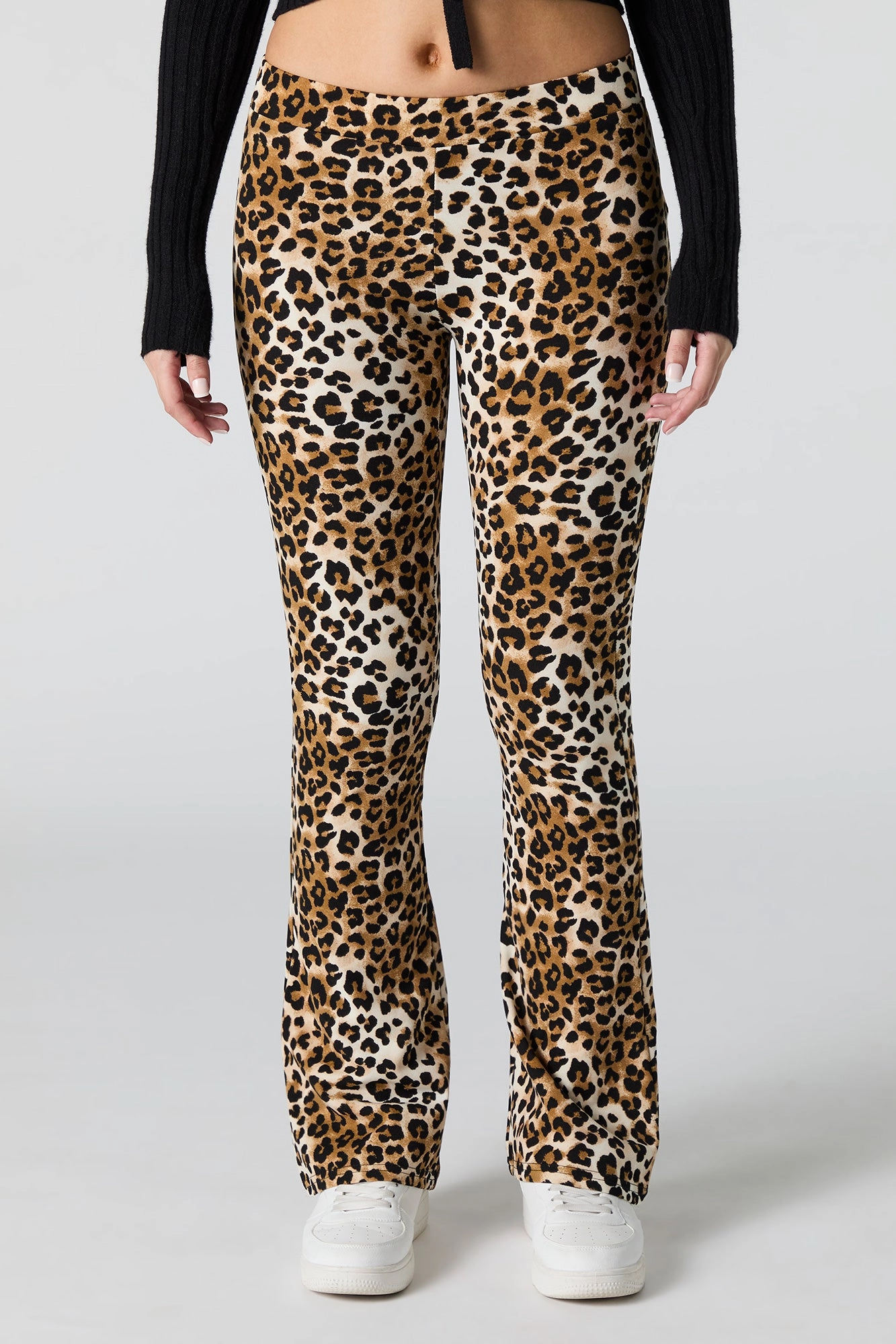 Pantalon à jambe évasée à imprimé de guépard