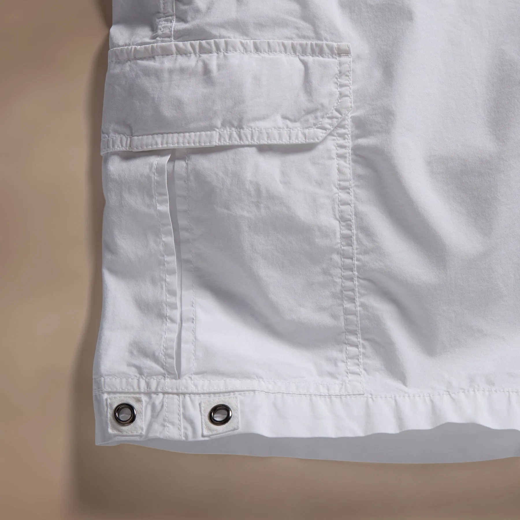 Parachute Poplin Cargo Short - White