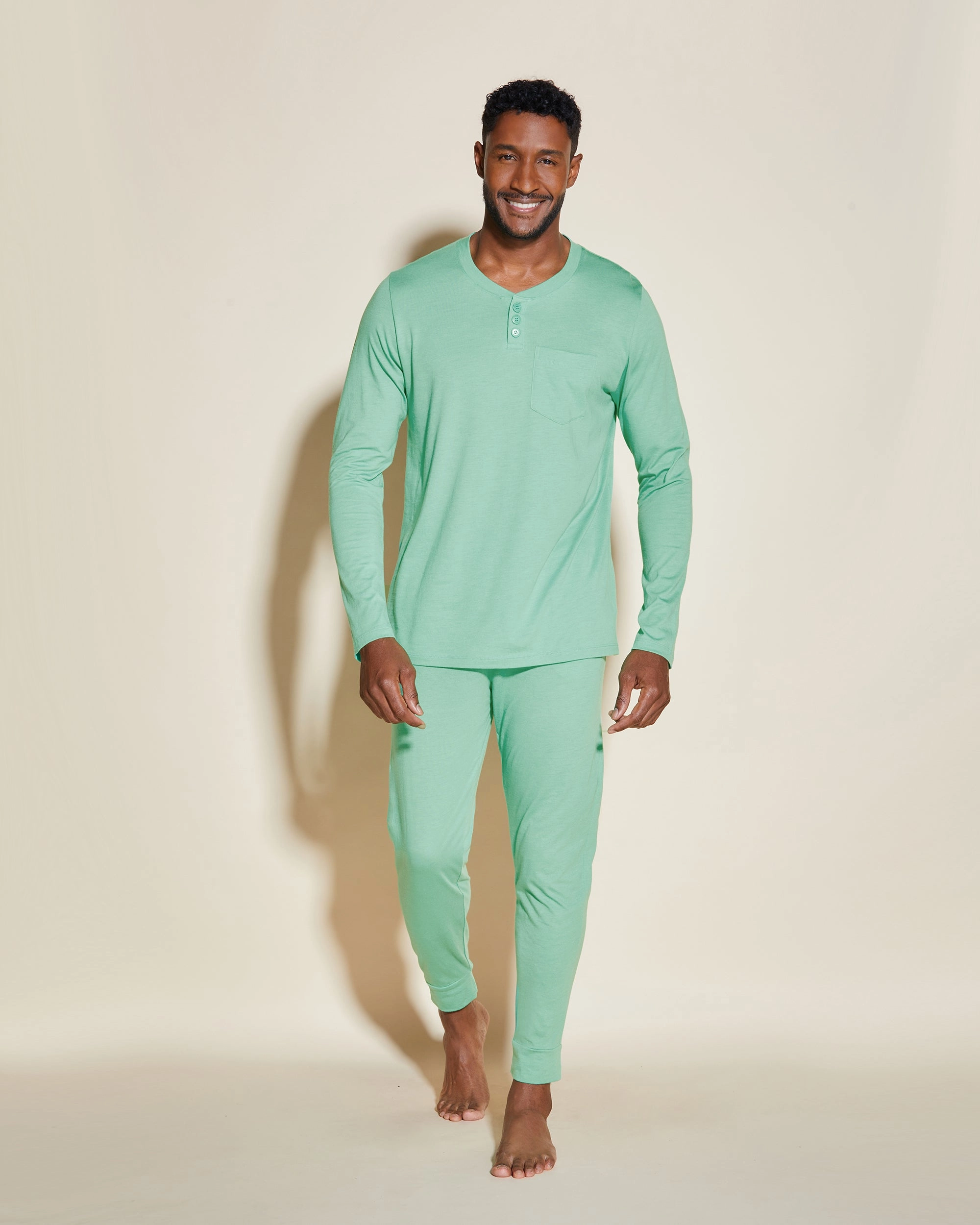 Pigiama Da Uomo Con Top Henley E Pantaloni  Jogger