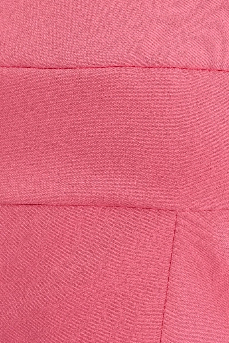 Pink Designer Panel Detail Crop Top