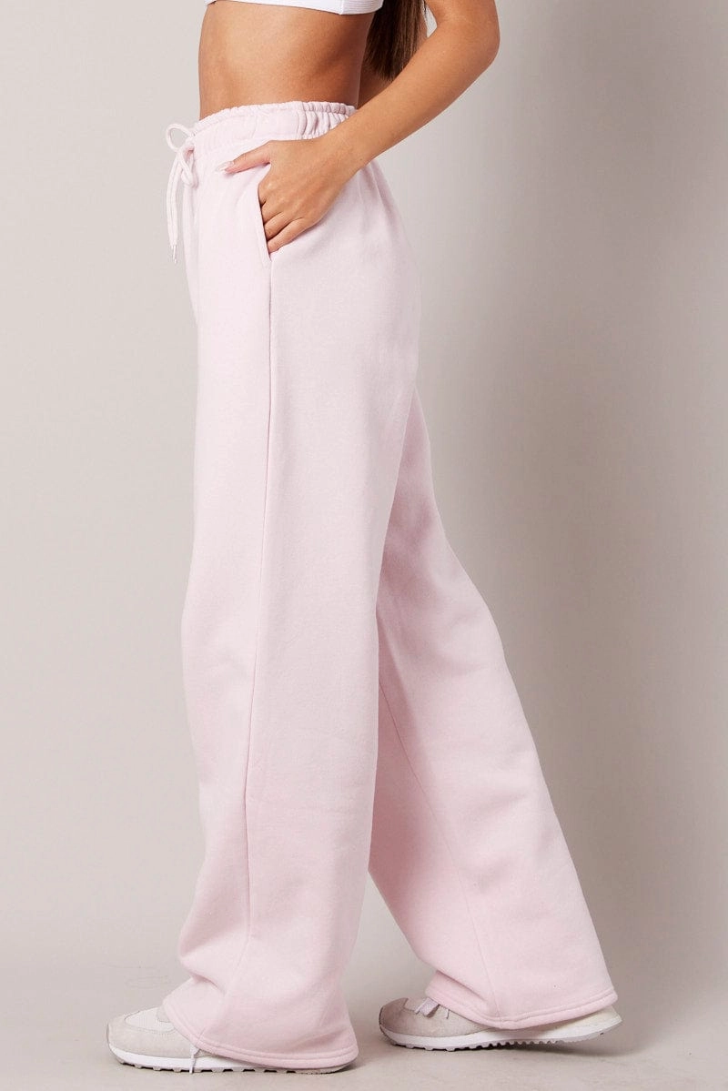 Pink Track Pants Wide Leg Pants