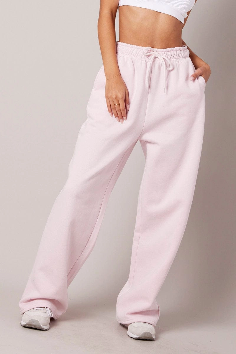 Pink Track Pants Wide Leg Pants