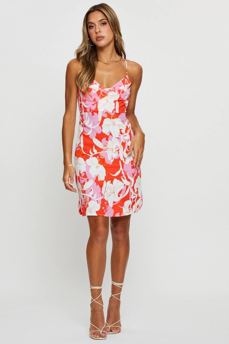 Print A Line Dress Mini