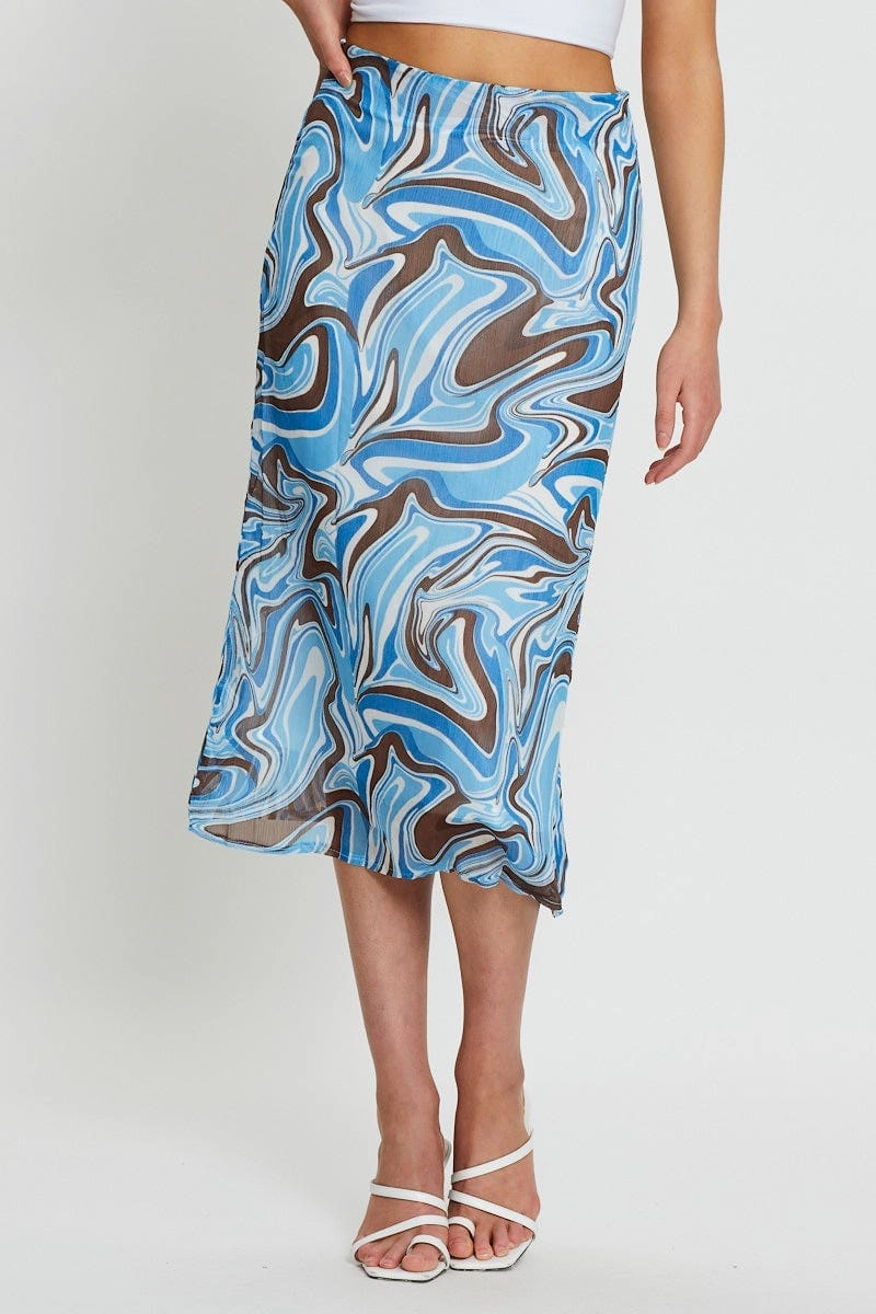 Print Midi Skirt Relaxed