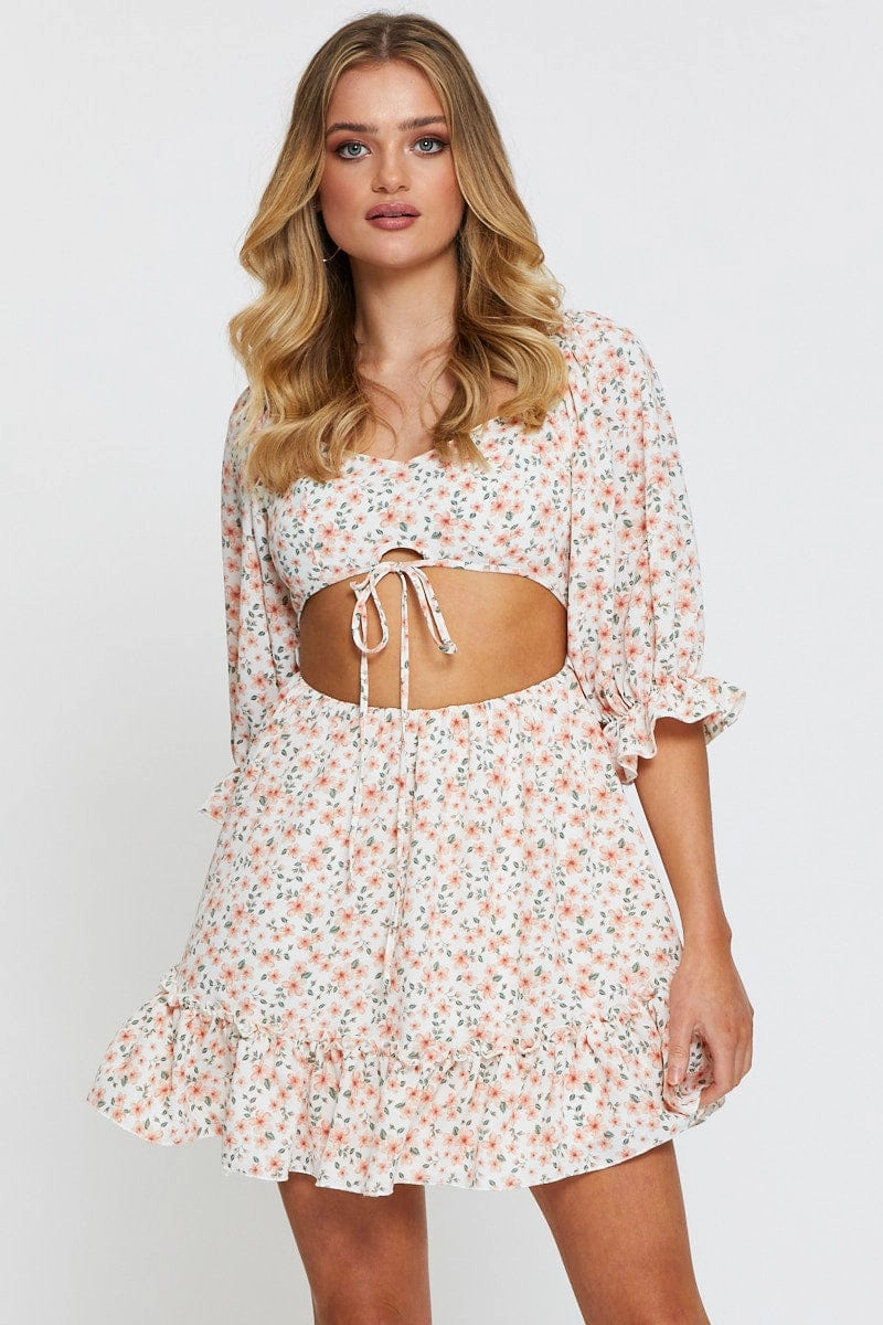 Print Mini Dress Long Sleeve
