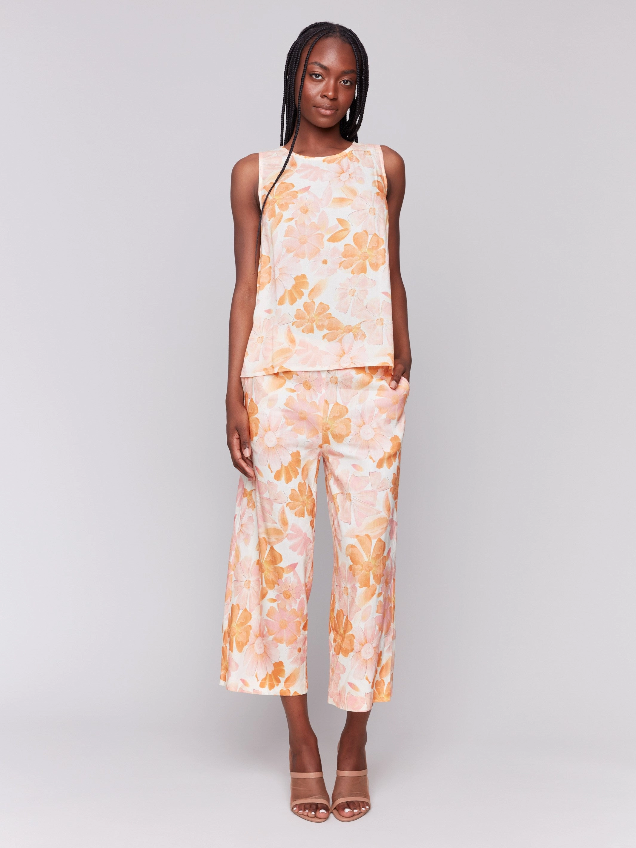 Printed Viscose Sleeveless Top - Blooming