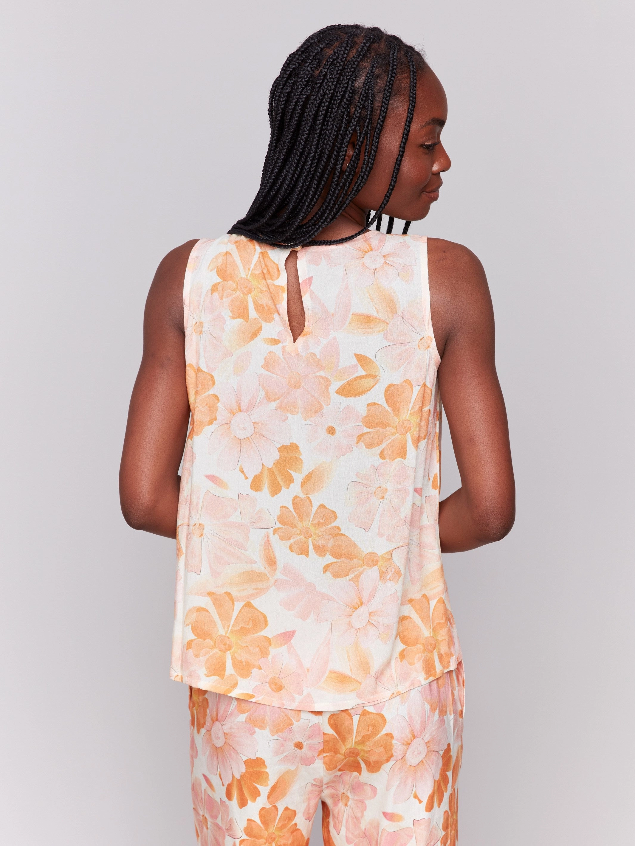 Printed Viscose Sleeveless Top - Blooming