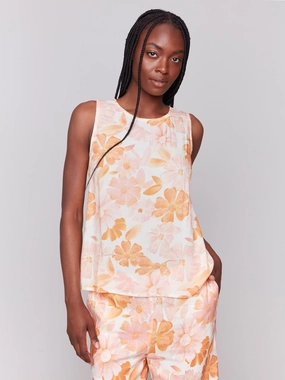 Printed Viscose Sleeveless Top - Blooming