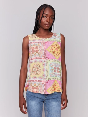 Printed Viscose Sleeveless Top - Carousel