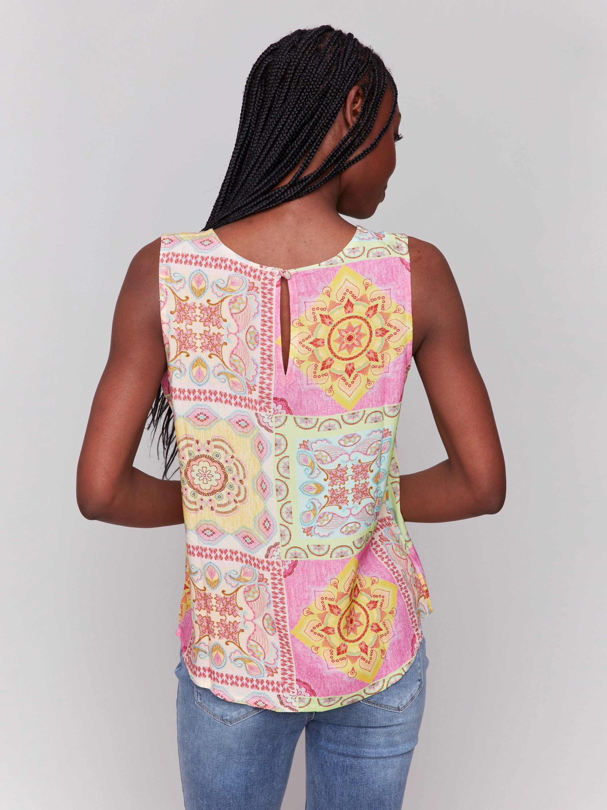 Printed Viscose Sleeveless Top - Carousel