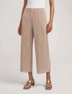 Pull On Pleated Knit Wide Leg Crop- Sale
