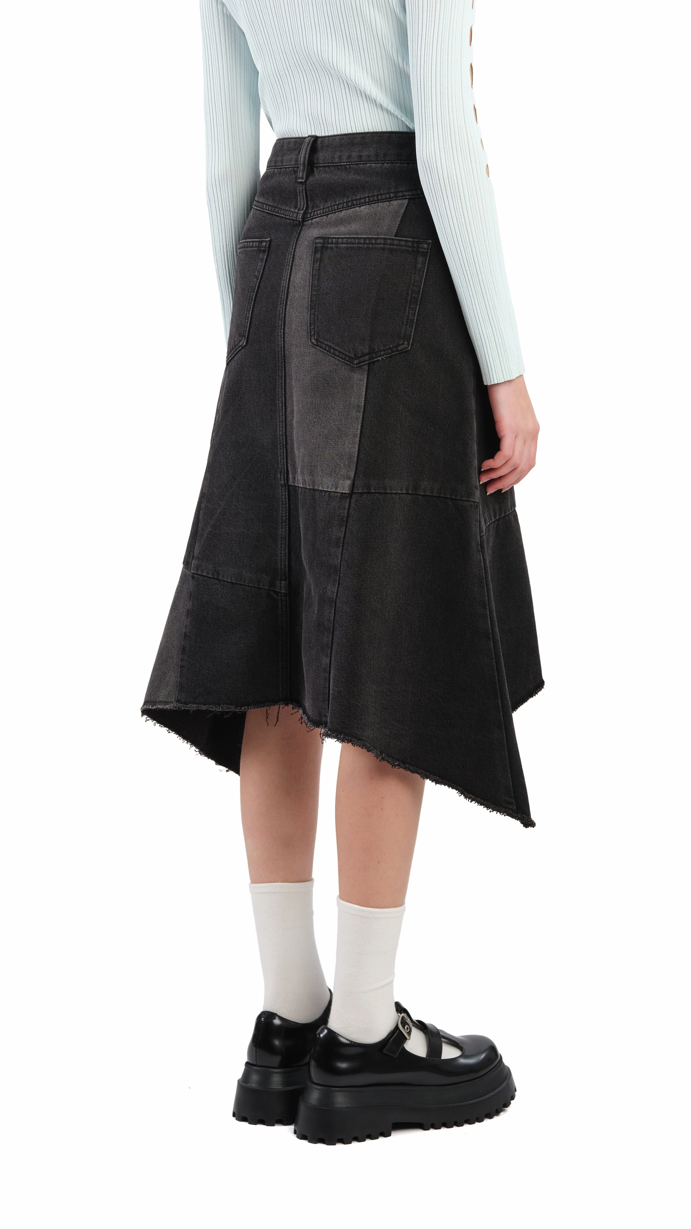 Rebuilt Denim Fishtail Skirt