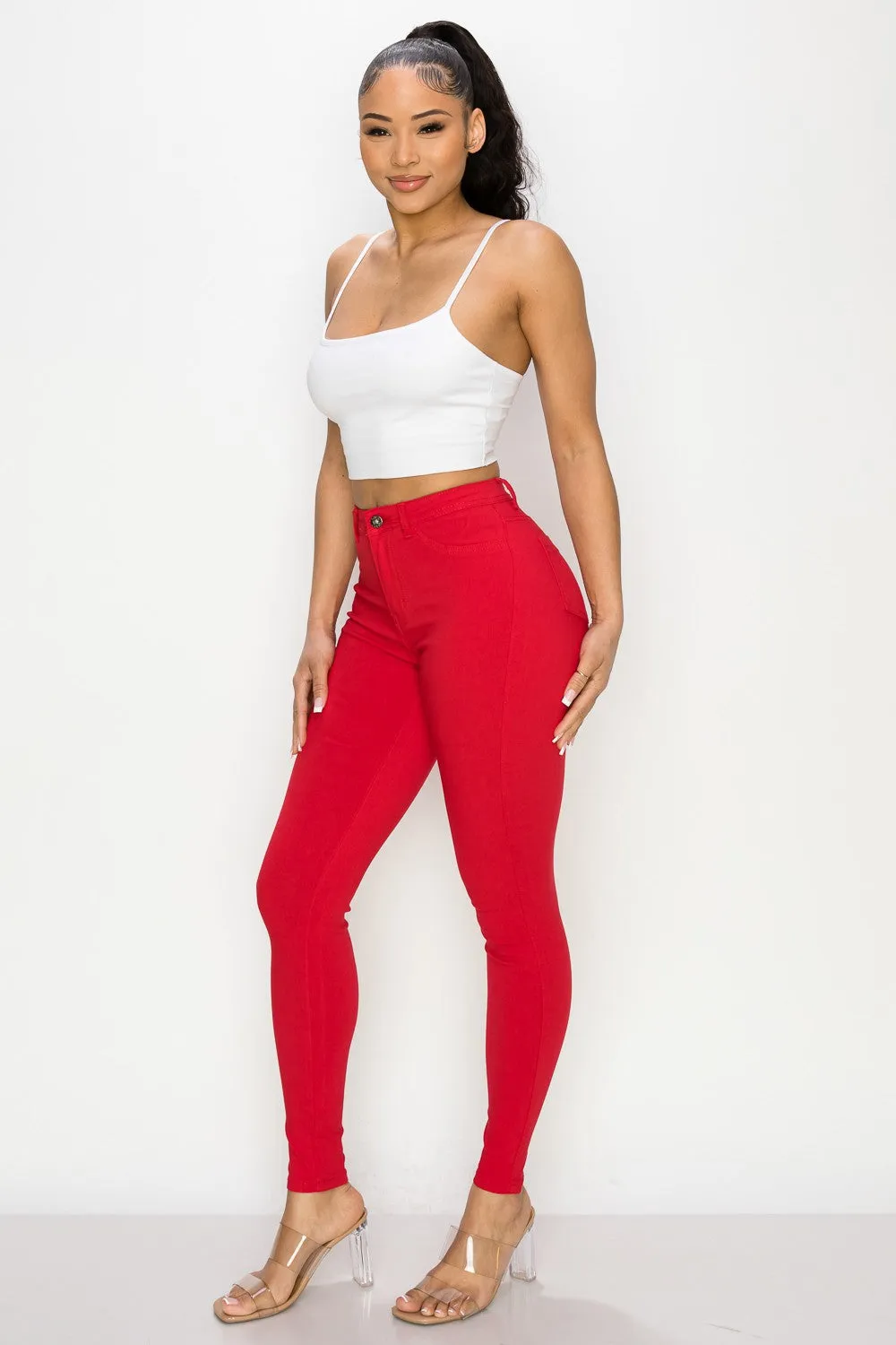 Red High Waisted Colored Skinny Denim Jean - Final Sale