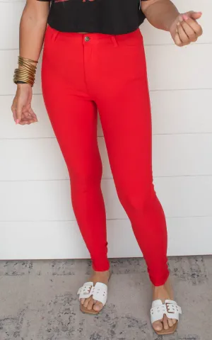 Red High Waisted Colored Skinny Denim Jean - Final Sale