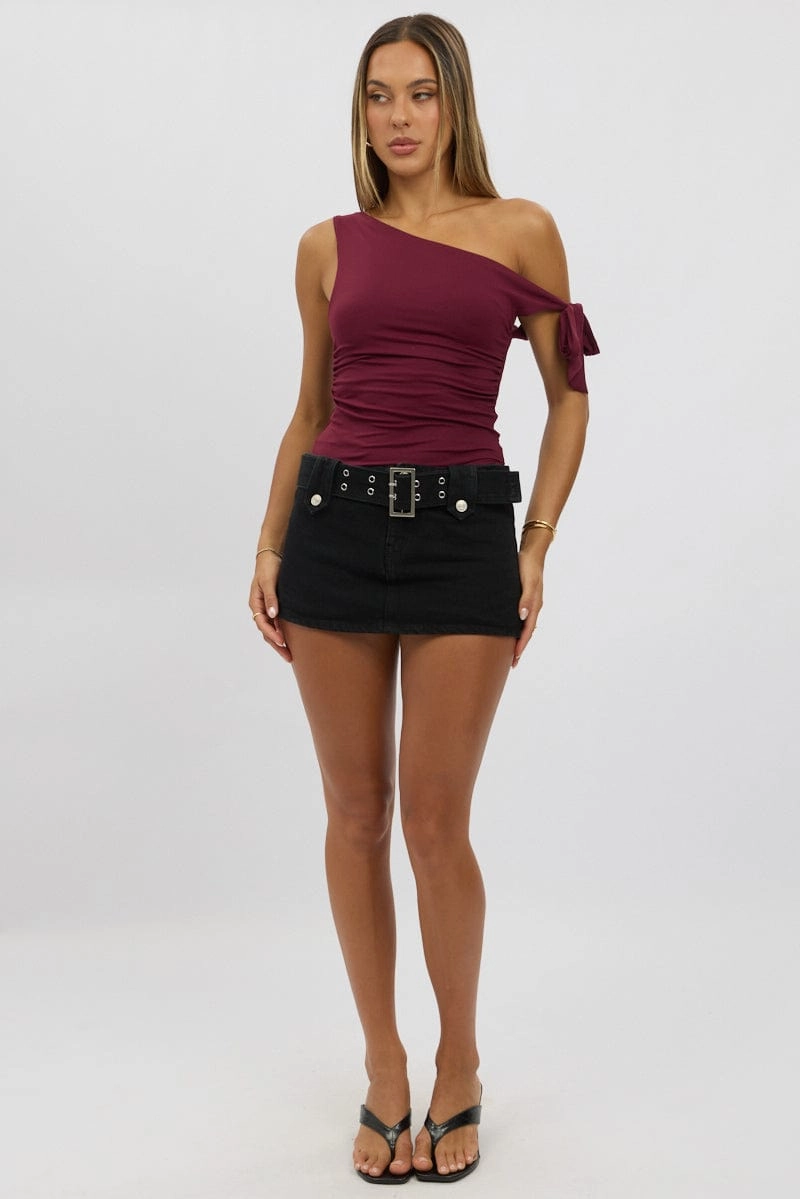 Red One Shoulder Top