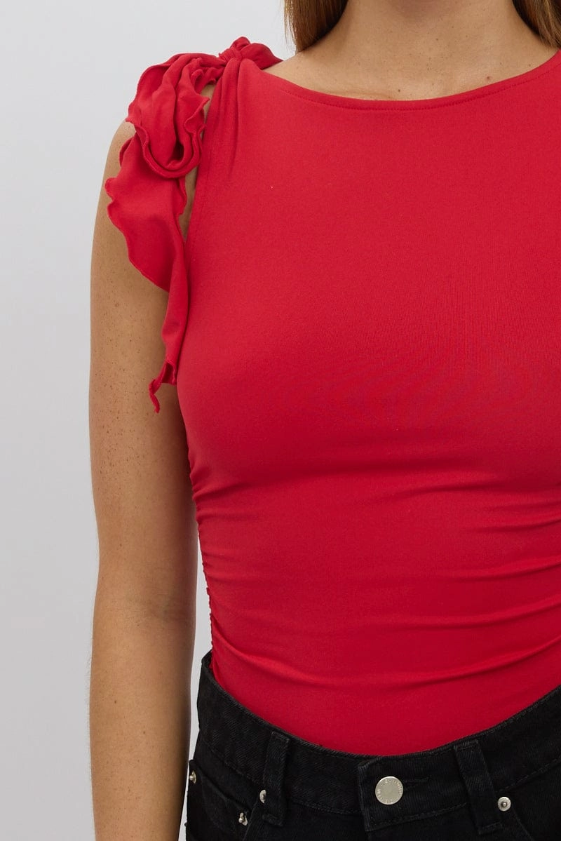 Red Ruffle Top Supersoft