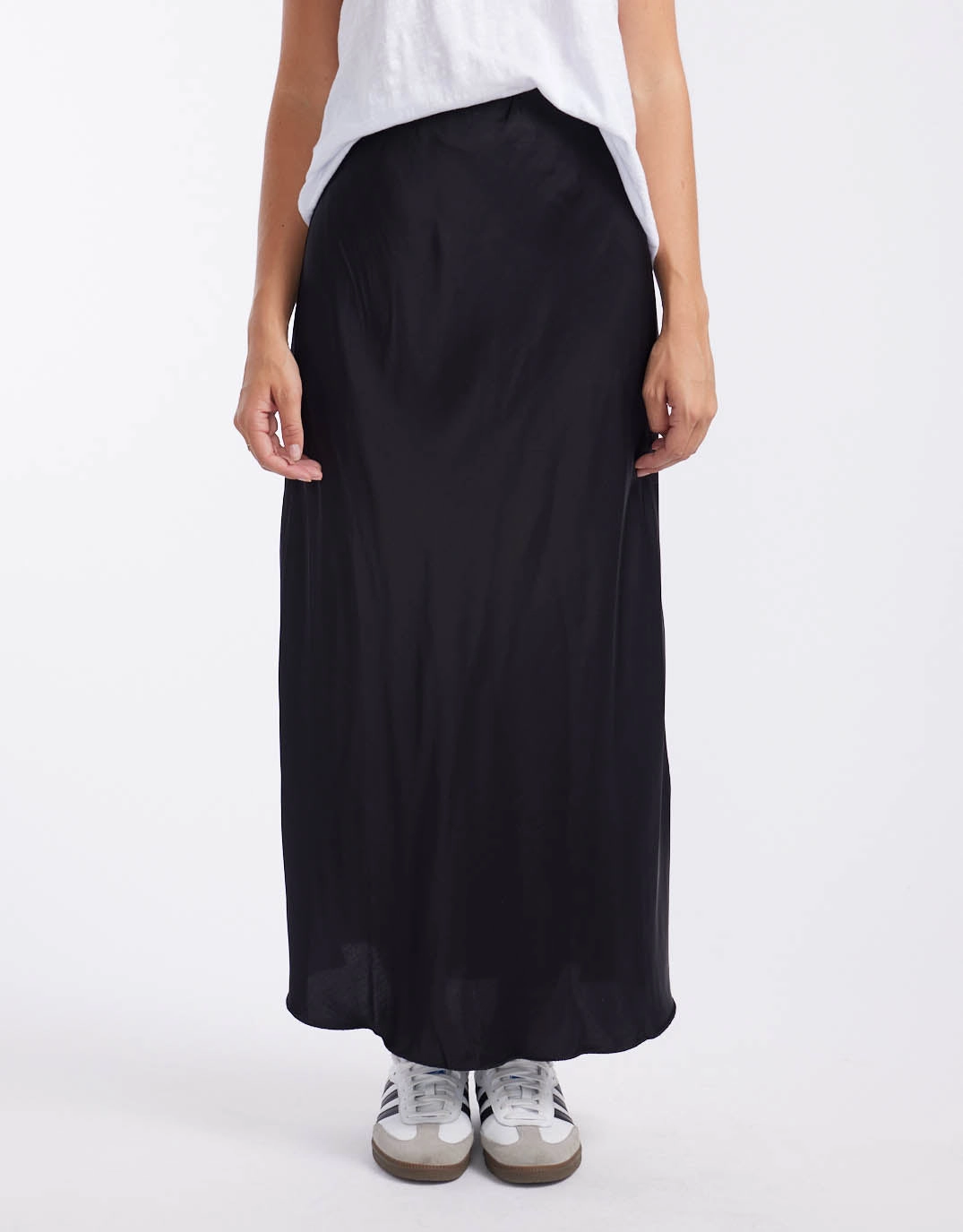 Rosette Satin Skirt - Black