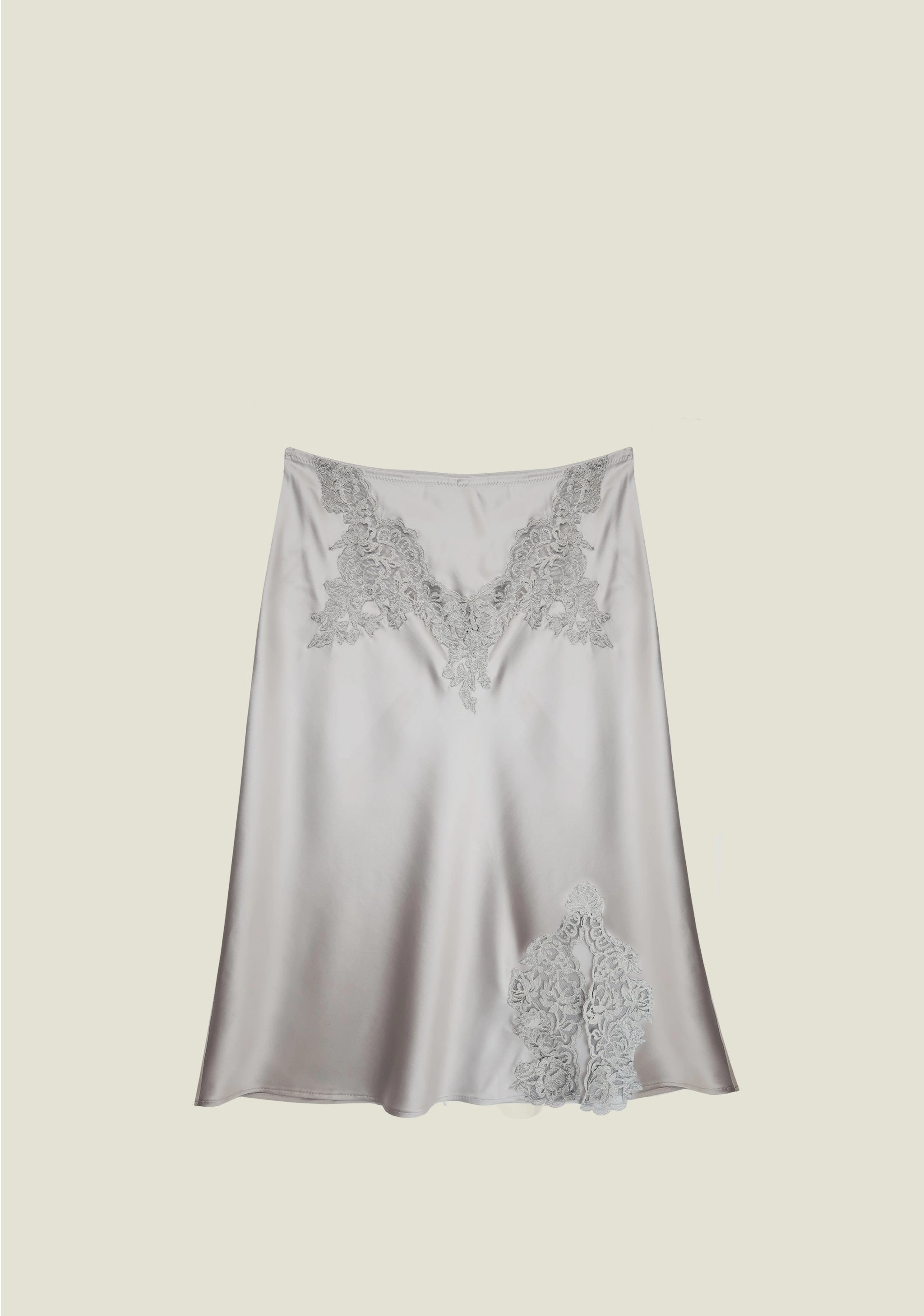 Royal Jewel Silk Midi Skirt Silver