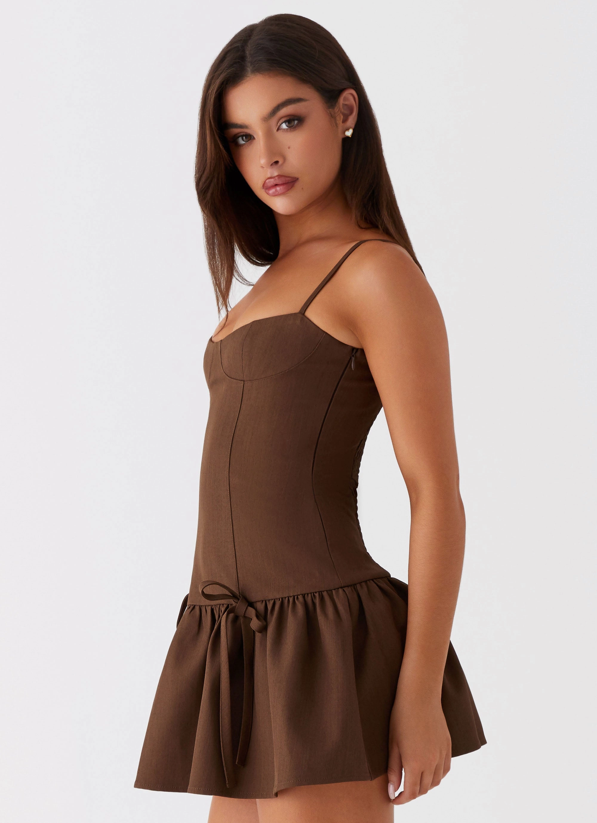 Running Late Mini Dress - Chocolate