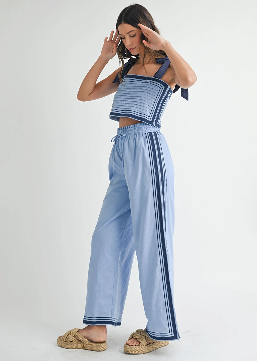 Sail Linen Crop Top & Pant Set - Periwinkle